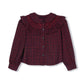 LILOU BURGUNDY PLAID RUFFLE BLOUSE