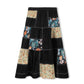 VIBE BLACK PATCHWORK TIERED MIDI SKIRT