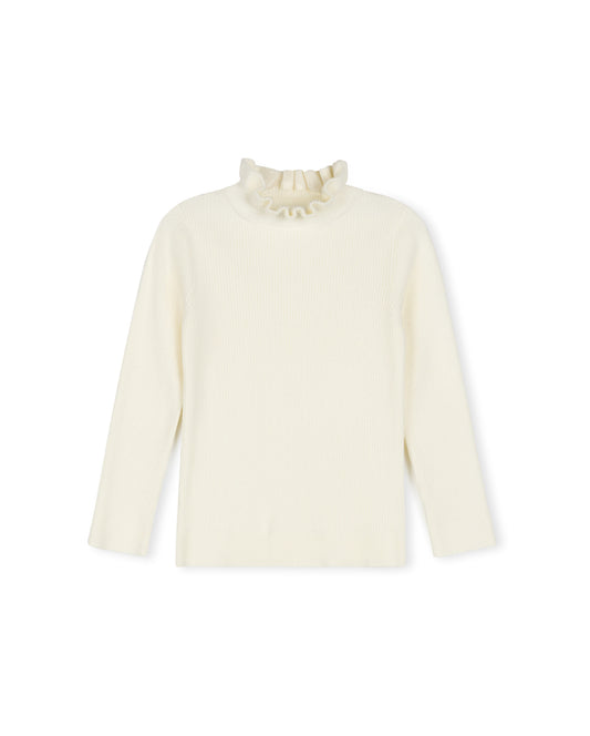 ONE CHILD IVORY RUFFLE COLLAR SWEATER
