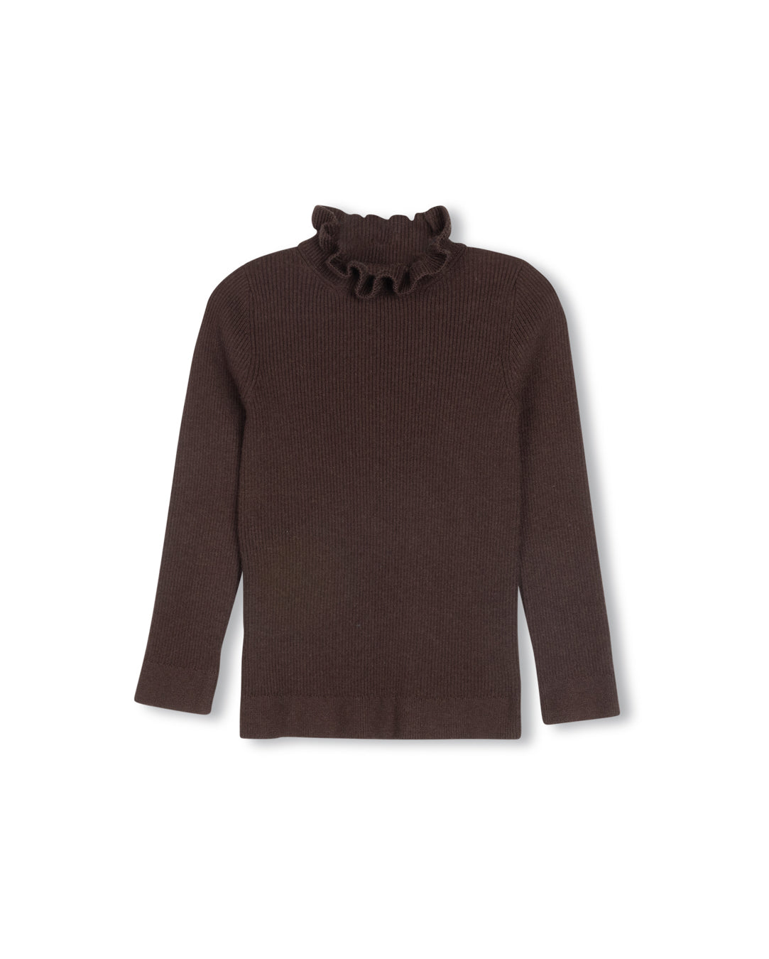 ONE CHILD BROWN RUFFLE COLLAR SWEATER