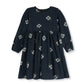 ONE CHILD NAVY FLORAL BUNCH PLEAT DRESS