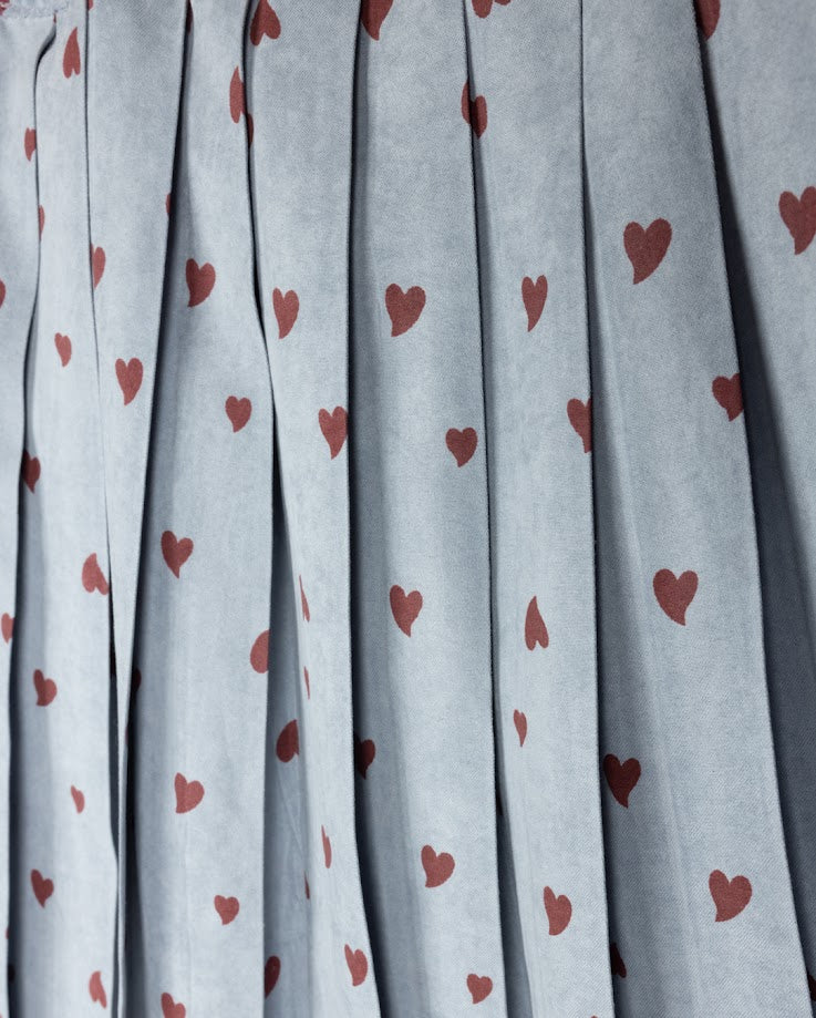 PHIL AND PHOEBE LIGHT BLUE HEART PRINT PLEATED SKIRT