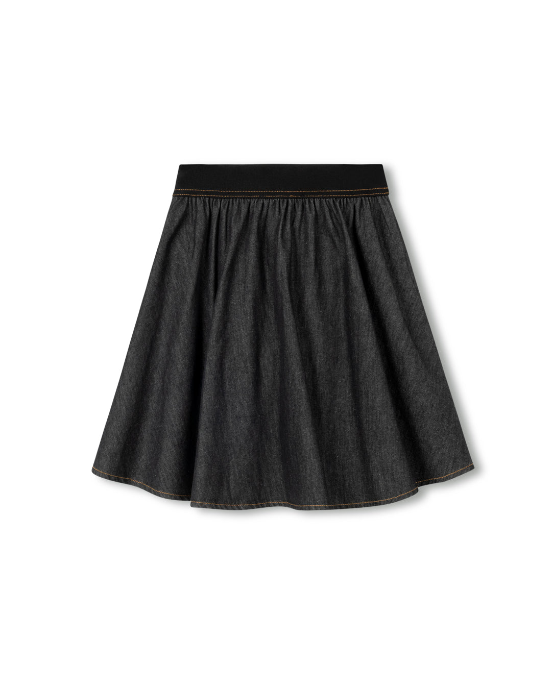 HELLO YELLOW BLACK DENIM WIDE WAISTED SKIRT