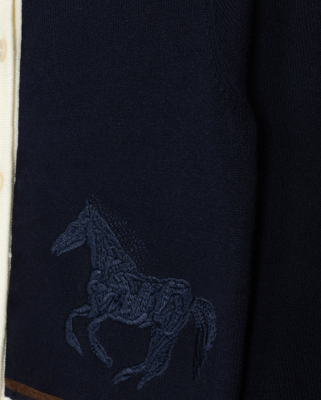 HARPER JAMES NAVY HORSE EMBROIDERED CARDIGAN