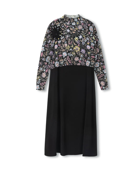 MINIMAL BLACK FLOWER PRINT SLIP DRESS