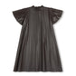 LILOU BROWN LEATHER PLEAT DRESS