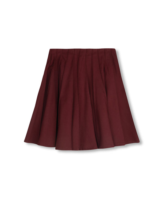 PAPILLON BURGUNDY WOOL PLEATED SKIRT