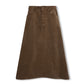 VIBE CAMEL CORDUROY FRINGE HEM SKIRT