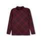 HELLO YELLOW RED PLAID PRINT TURTLENECK