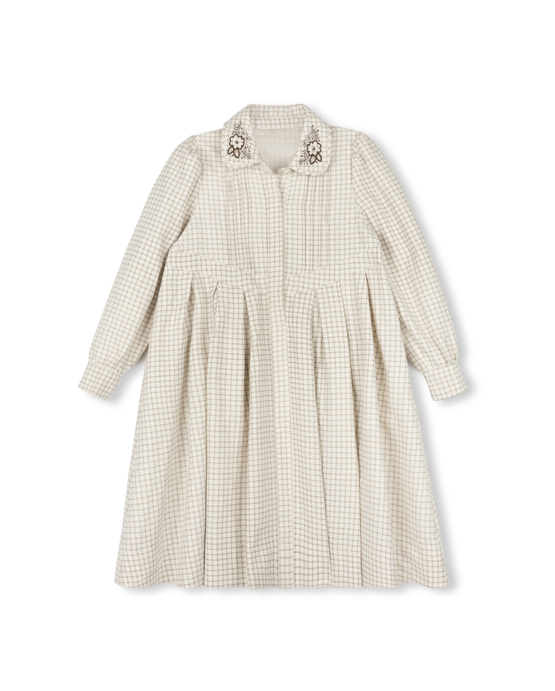 ONE CHILD CREAM PLAID COLLAR DRESS