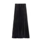TUSTELLO BLACK TINY PLEAT MIDI SKIRT
