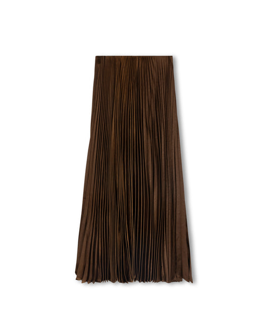 TUSTELLO BROWN TINY PLEAT MIDI SKIRT