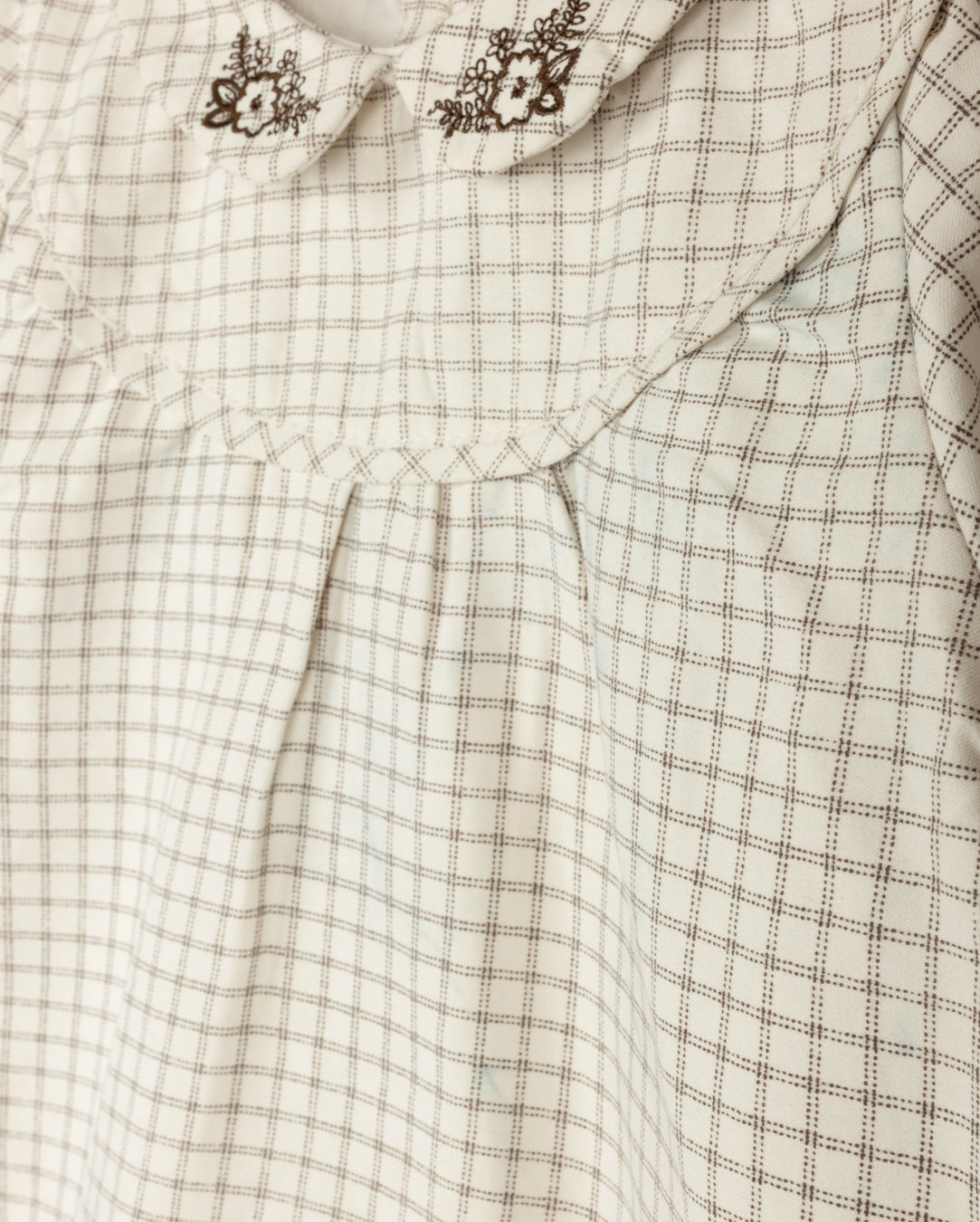 ONE CHILD CREAM PLAID COLLAR BLOUSE