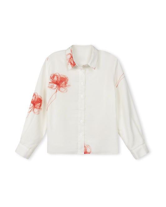 TUSTELLO IVORY ROSE SKETCH BLOUSE