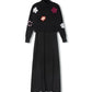 MINIMAL BLACK FLOWER APPLIQUE SLIP DRESS SET