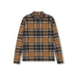 HELLO YELLOW CAMEL PLAID PRINT TURTLENECK