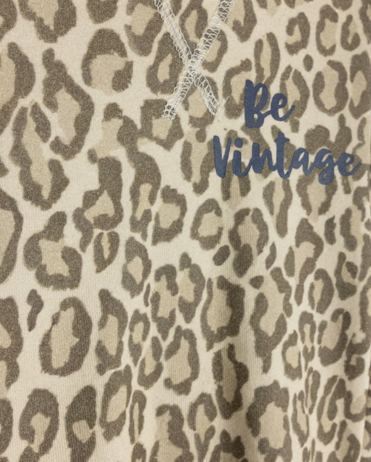 PHIL AND PHOEBE LEOPARD/NAVY WORDED SWEATSHIRT SET