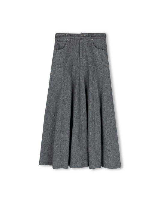 VIBE CHARCOAL SWEATSHIRT FLYFRONT MIDI SKIRT