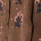 ONE CHILD BROWN FLOWER EMBROIDERED KNIT CARDIGAN