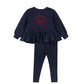HELLO YELLOW NAVY RUFFLE HEM SWEATSHIRT SET