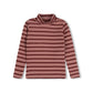 HELLO YELLOW BURGUNDY LAYERED STRIPE TURTLENECK