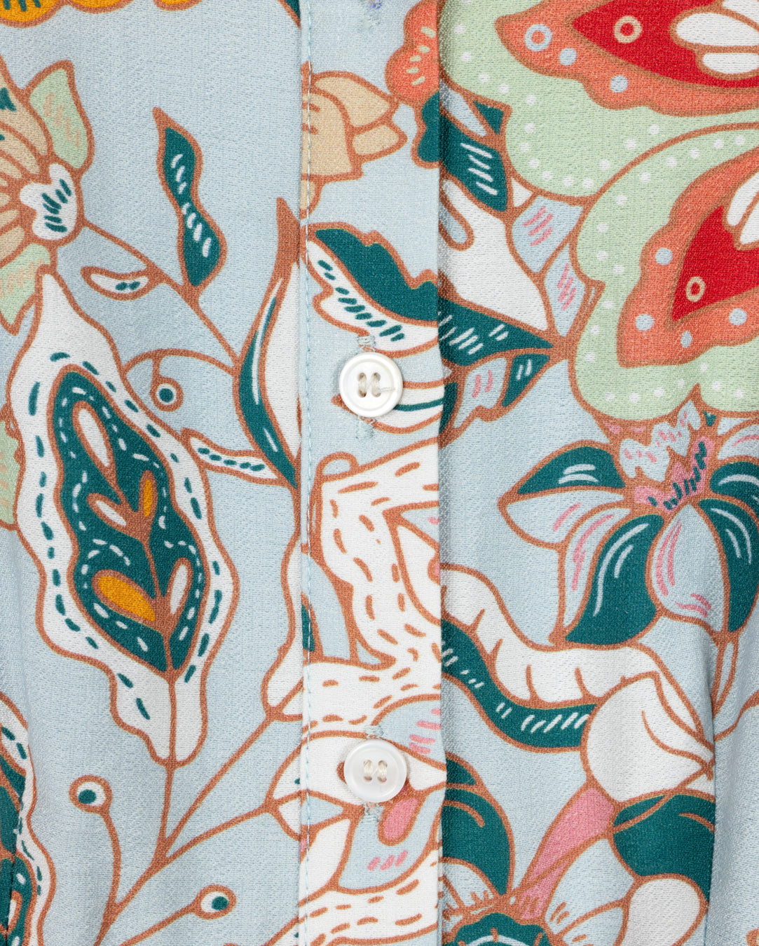 MINIMAL BLUE FLORAL BUTTON TIERED MIDI DRESS