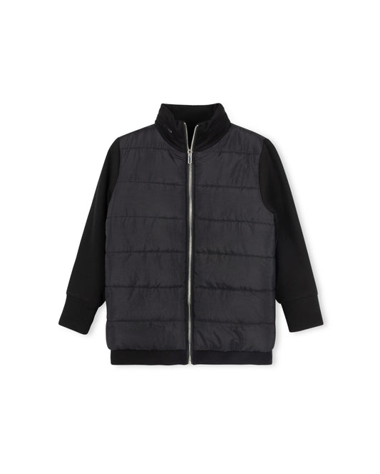 HELLO YELLOW BLACK PUFFER KNIT SLEEVE JACKET
