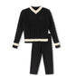 HARPER JAMES BLACK CHUNKY CABLE KNIT EMBLEM SWEATER SET