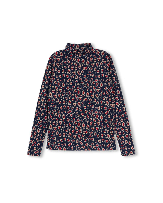 VIBE NAVY LEOPARD PRINT MOCKNECK