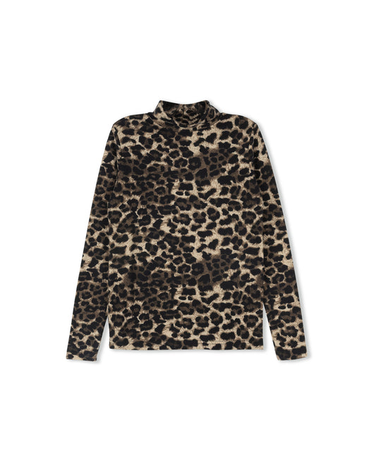 VIBE BROWN LEOPARD PRINT MOCKNECK