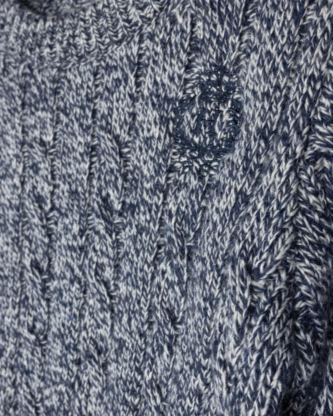 HARPER JAMES NAVY MARLED CABLE KNIT SWEATER