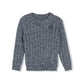 HARPER JAMES NAVY MARLED CABLE KNIT SWEATER