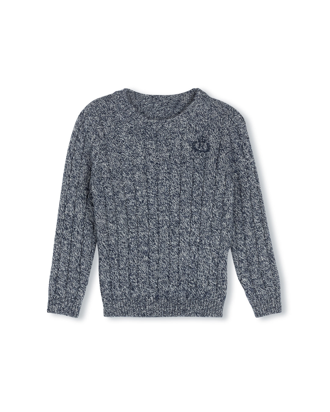 HARPER JAMES NAVY MARLED CABLE KNIT SWEATER