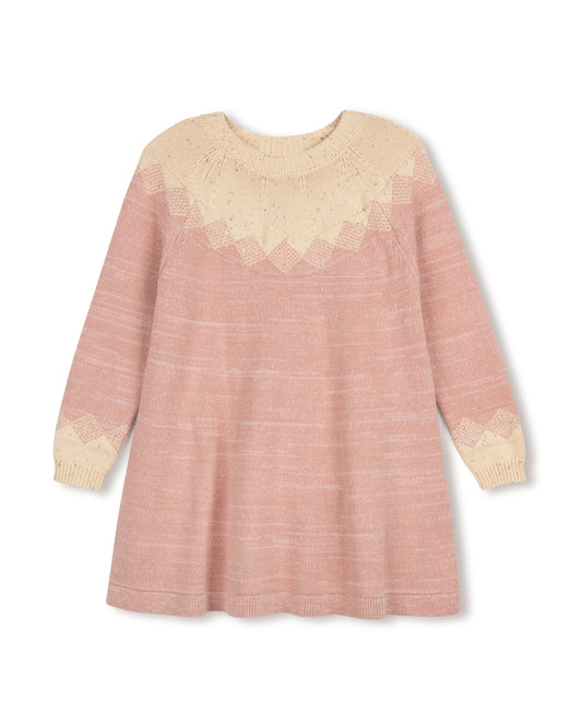 ONE CHILD PINK SPECKLED KNIT DRESS