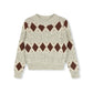 HARPER JAMES GREY DIAMOND DESIGN CABLE KNIT SWEATER