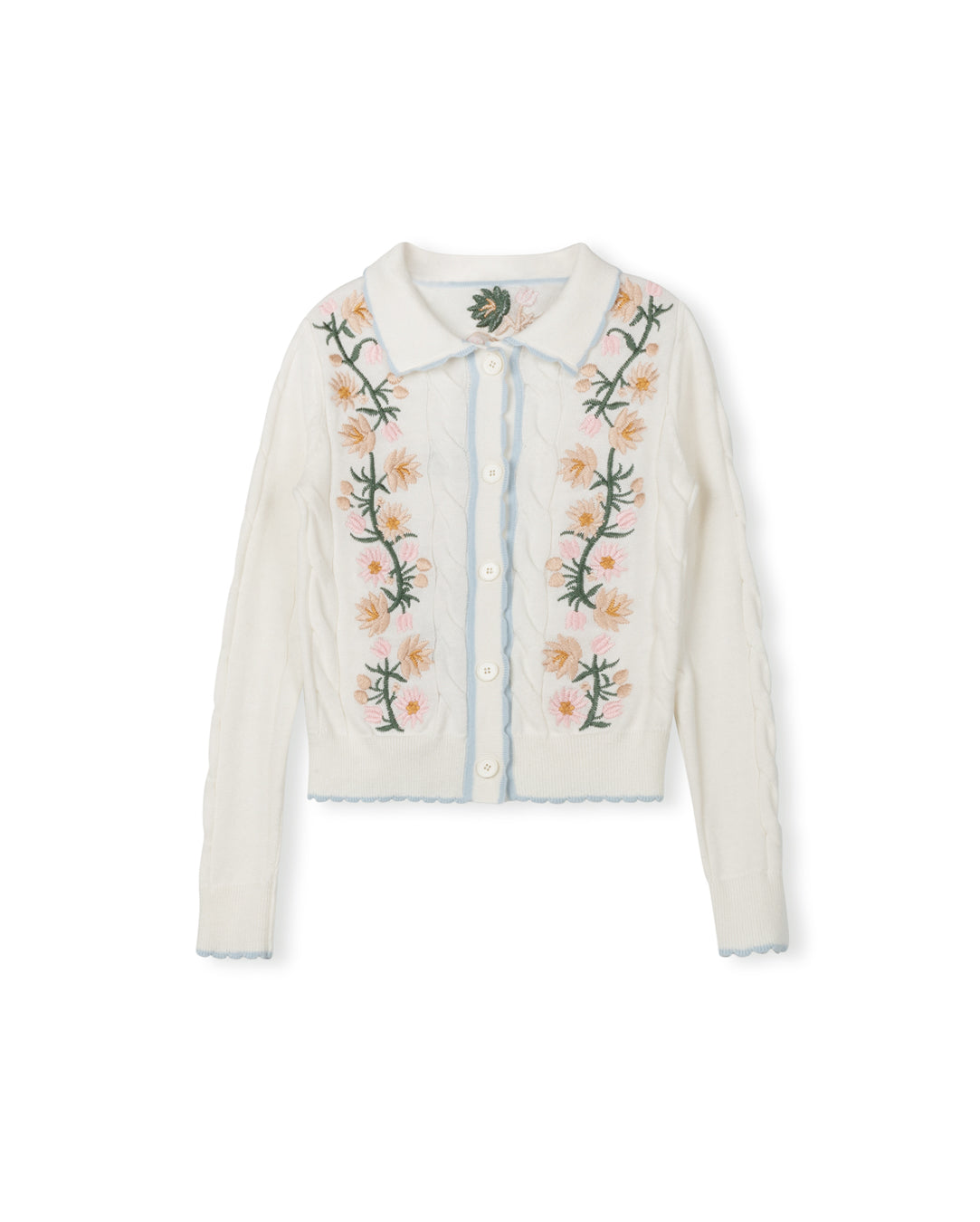 TUSTELLO MULTI EMBROIDERED FLORAL KNIT CARDIGAN