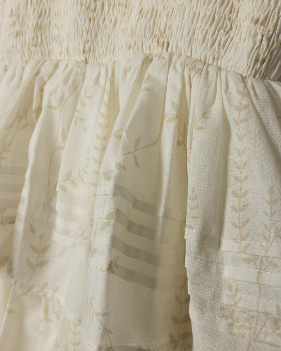 LILOU CREAM FLORAL SMOCK TIERED MAXI DRESS