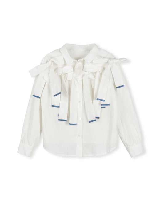 PAPILLON WHITE BOW APPLIQUE SHIRT