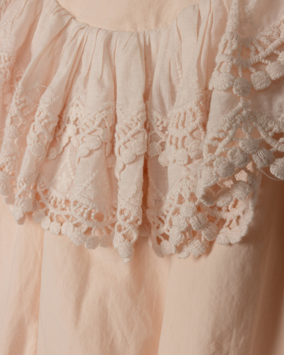 LILOU PALE PINK LACE RUFFLE TRIM ROMPER