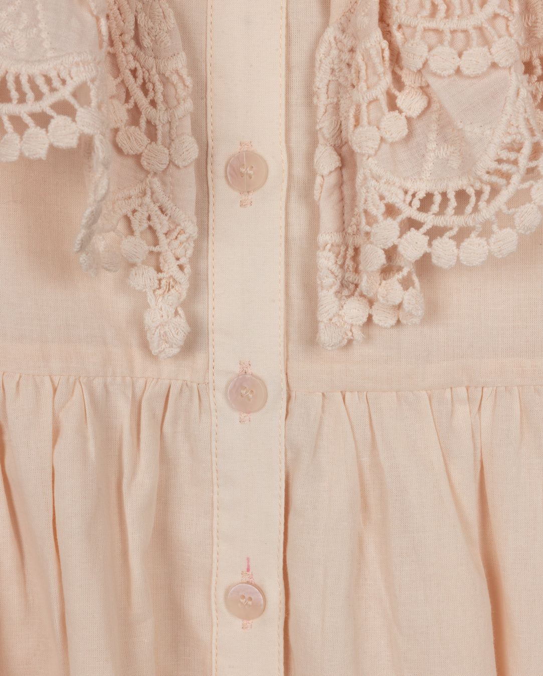 LILOU PALE PINK LACE RUFFLE TRIM DRESS