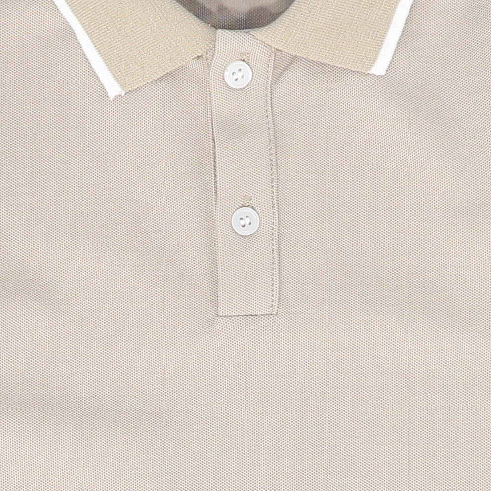 DUKE + PORT TAUPE PINSTRIPE PLACKET SS POLO [FINAL SALE]