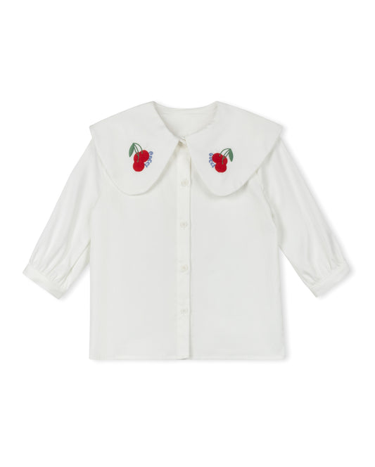 PAPILLON WHITE EMBROIDERED CHERRY BLOUSE
