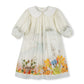 LILOU IVORY FLORAL LINEN PETER PAN COLLAR DRESS