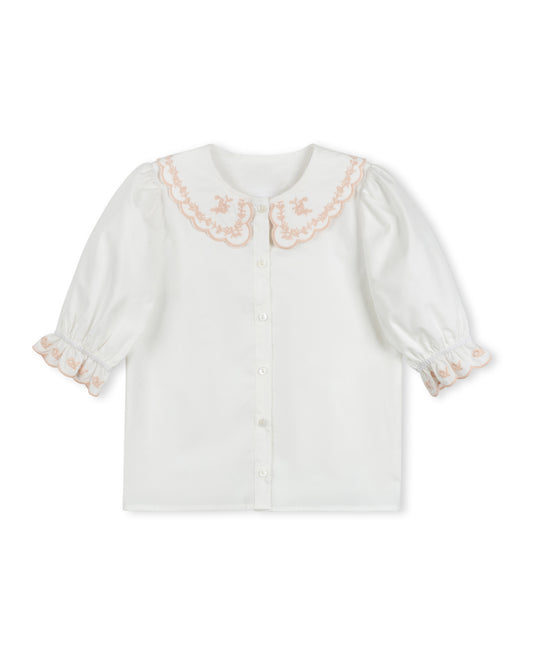 PAPILLON WHITE EMBROIDERED COLLARED BLOUSE