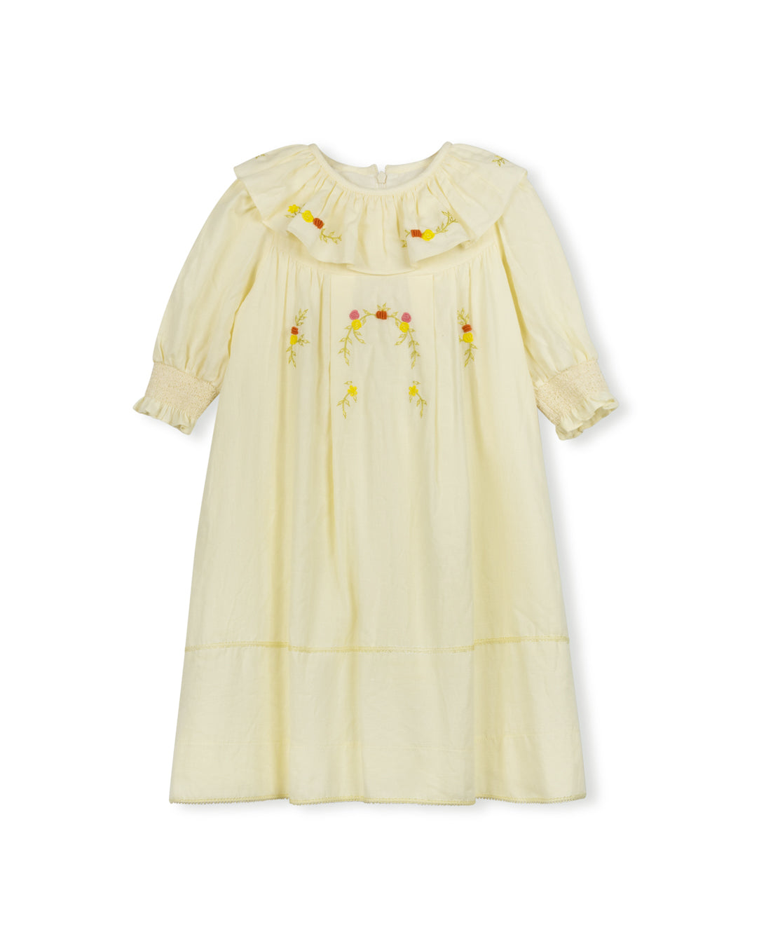 PAPILLON YELLOW TEXTURED RUFFLE COLLAR DRESS