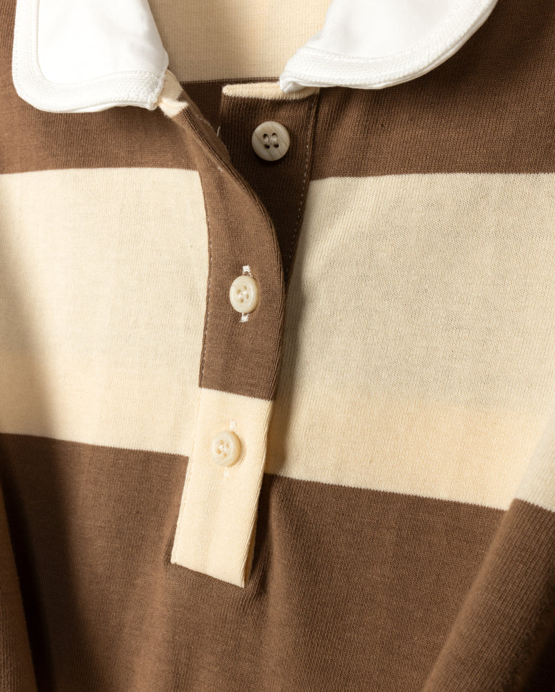 VIBE TAN WIDE STRIPED TIE POLO