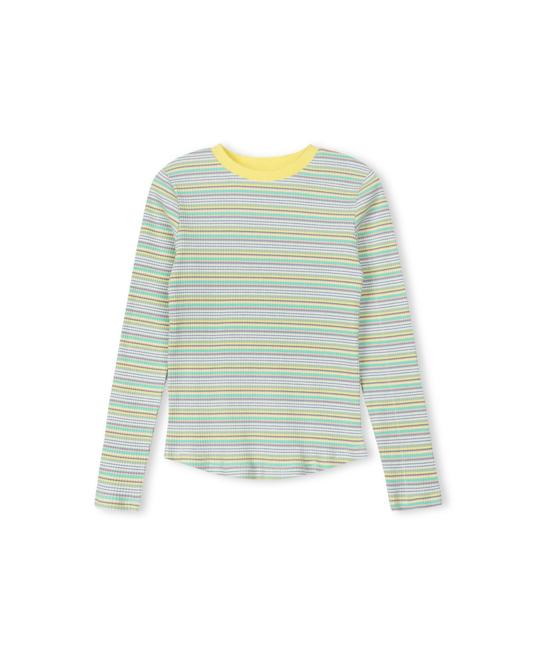 VIBE YELLOW MULTI STRIPED RIBBED T-SHIRT