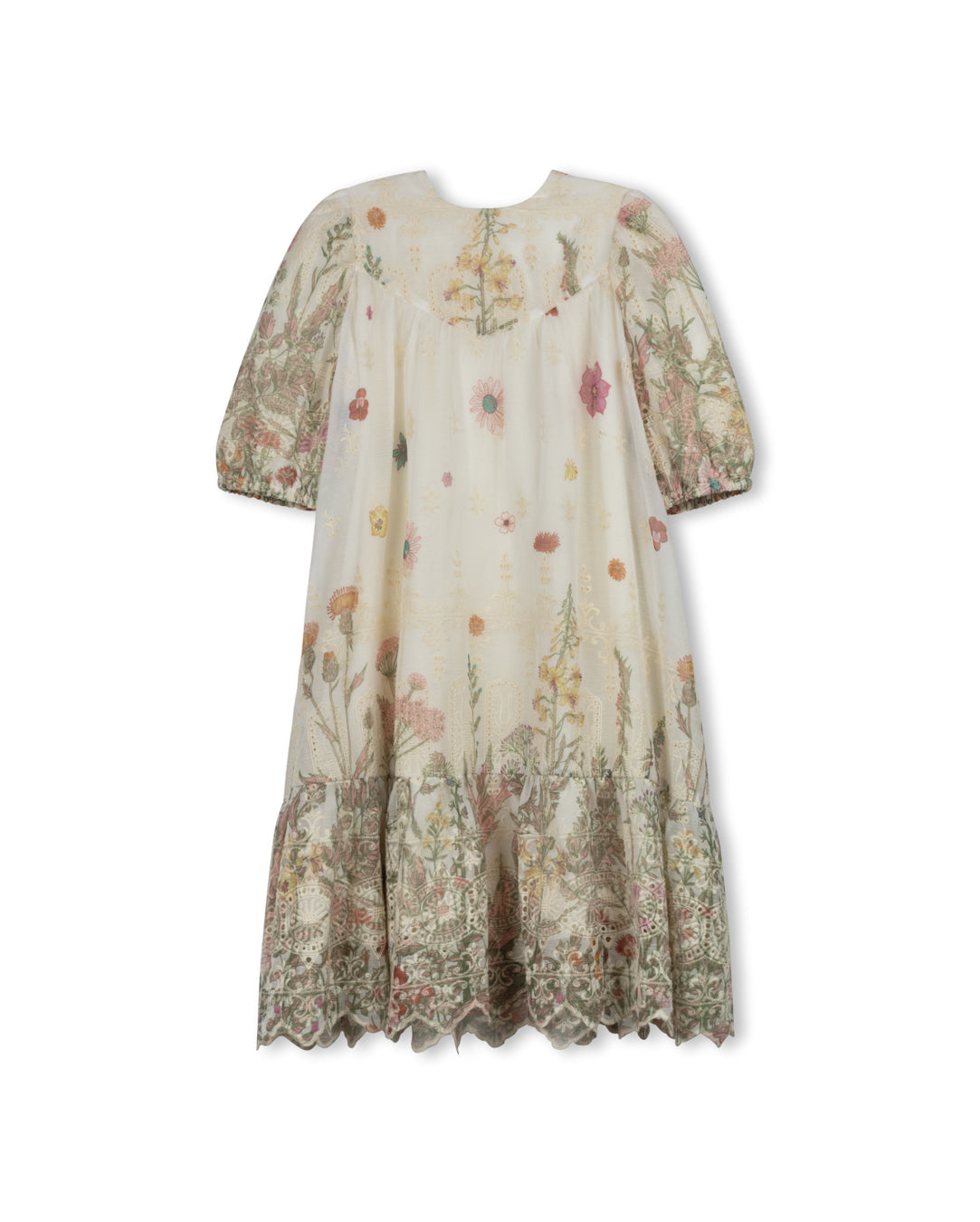 LILOU IVORY FLORAL EMBROIDERED DRESS