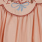 LILOU PINK EMBROIDERED BOW BIB DRESS
