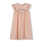 LILOU PINK EMBROIDERED BOW BIB DRESS
